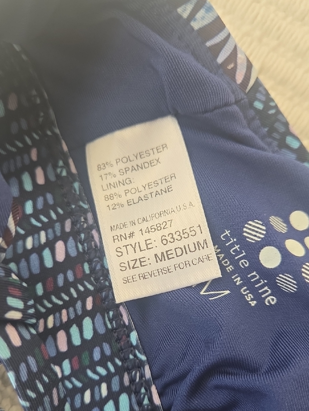 Title Nine Siren Bikini Top In Marquesas Navy & Black Print - Medium - Picture 8 of 10